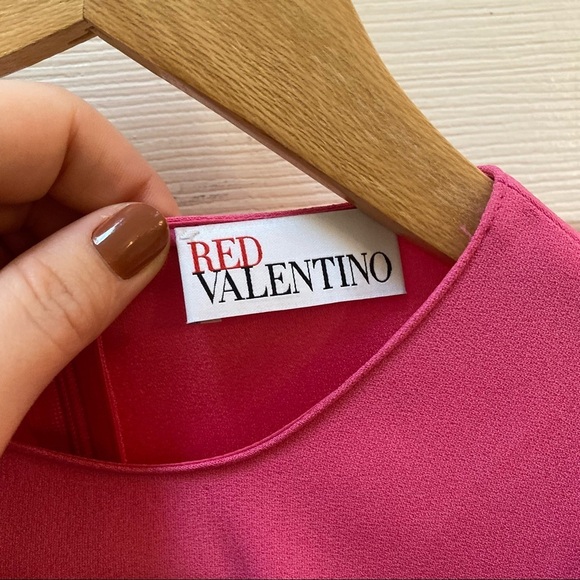 Red Valentino Pink Envers Sleeveless Crepe Ruffle Shift Dress EU 42 $1998 - Picture 4 of 12